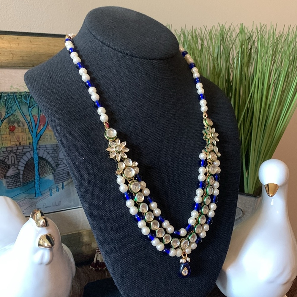 Vintage Belt - Blue White Daisy Flower beaded Retro 1970’s Vine Slide - Picture 5 of 14